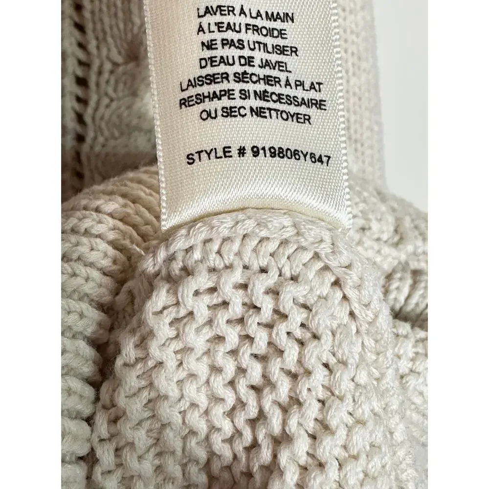 REBECCA TAYLOR Ruffle Scalloped Hem Cotton Sweater Ivory Sz L $218 {H46}